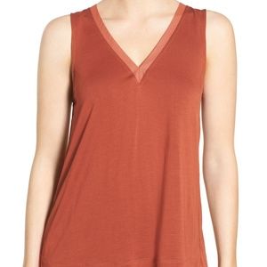 TROUVÉ V-Neck Mixed Media Tank